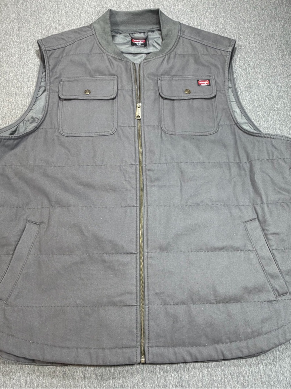 Wrangler Workwear Men’s 3XL 3XG 54 56 Canvas Quilted Insulated Gray Vest